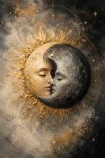 Celestial Eclipse Sun and Moon Wall Art Canvas Print