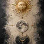 Golden Celestial Alignment Sun and Moon Wall Art Canvas Print