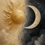 Classical Celestial Arch Sun and Moon Wall Art Canvas Print