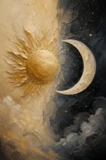 Classical Celestial Arch Sun and Moon Wall Art Canvas Print
