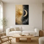 Classical Celestial Arch Sun and Moon Wall Art Canvas Print styled in a refined neutral interior