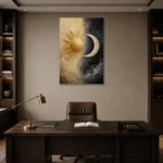 Classical Celestial Arch Sun and Moon Wall Art Canvas Print displayed in a contemporary gallery-inspired room