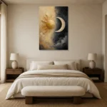 Classical Celestial Arch Sun and Moon Wall Art Canvas Print showcased in an elegant minimalist interior