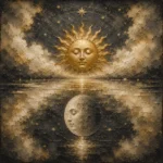 Celestial Reflection Sun and Moon Wall Art Canvas Print