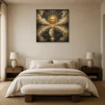 Celestial Reflection Sun and Moon Wall Art Canvas Print showcased in an elegant minimalist interior