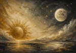 Celestial Horizon Sun and Moon Wall Art Canvas Print