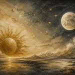 Celestial Horizon Sun and Moon Wall Art Canvas Print