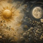 Celestial Garden Sun and Moon Wall Art Canvas Print