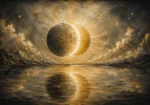 Eclipse Reflection Sun and Moon Wall Art Canvas Print