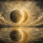 Eclipse Reflection Sun and Moon Wall Art Canvas Print