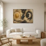 Twin Arch Celestial Sun and Moon Wall Art Canvas Print styled in a refined neutral interior
