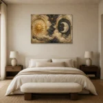 Twin Arch Celestial Sun and Moon Wall Art Canvas Print showcased in an elegant minimalist interior