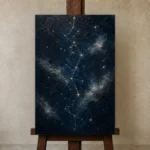 Celestial Star Map Constellation Wall Art Canvas Print displayed on a studio easel