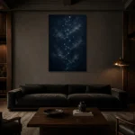 Midnight Celestial Path Constellation Wall Art Canvas Print shown in a warm modern interior