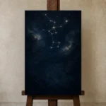 Northern Star Cluster Constellation Wall Art Canvas Print displayed on a studio easel