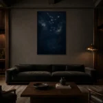Northern Star Cluster Constellation Wall Art Canvas Print shown in a warm modern interior