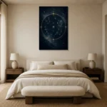 Celestial Zodiac Wheel Constellation Wall Art Canvas Print showcased in an elegant minimalist interior