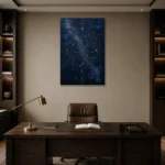 Celestial Star Atlas Constellation Wall Art Canvas Print displayed in a contemporary gallery-inspired room