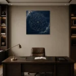 Celestial Zodiac Map Constellation Wall Art Canvas Print displayed in a contemporary gallery-inspired room