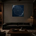 Celestial Zodiac Map Constellation Wall Art Canvas Print shown in a warm modern interior