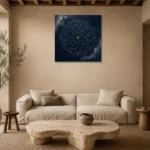 Celestial Zodiac Map Constellation Wall Art Canvas Print presented in a sophisticated home setting