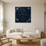 Celestial Star Mandala Constellation Wall Art Canvas Print styled in a refined neutral interior