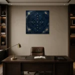 Celestial Star Mandala Constellation Wall Art Canvas Print displayed in a contemporary gallery-inspired room