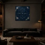 Celestial Star Mandala Constellation Wall Art Canvas Print shown in a warm modern interior
