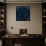 Celestial Navigation Chart Constellation Wall Art Canvas Print displayed in a contemporary gallery-inspired room