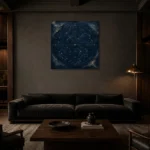 Celestial Navigation Chart Constellation Wall Art Canvas Print shown in a warm modern interior