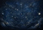 Lunar Horizon Map Constellation Wall Art Canvas Print