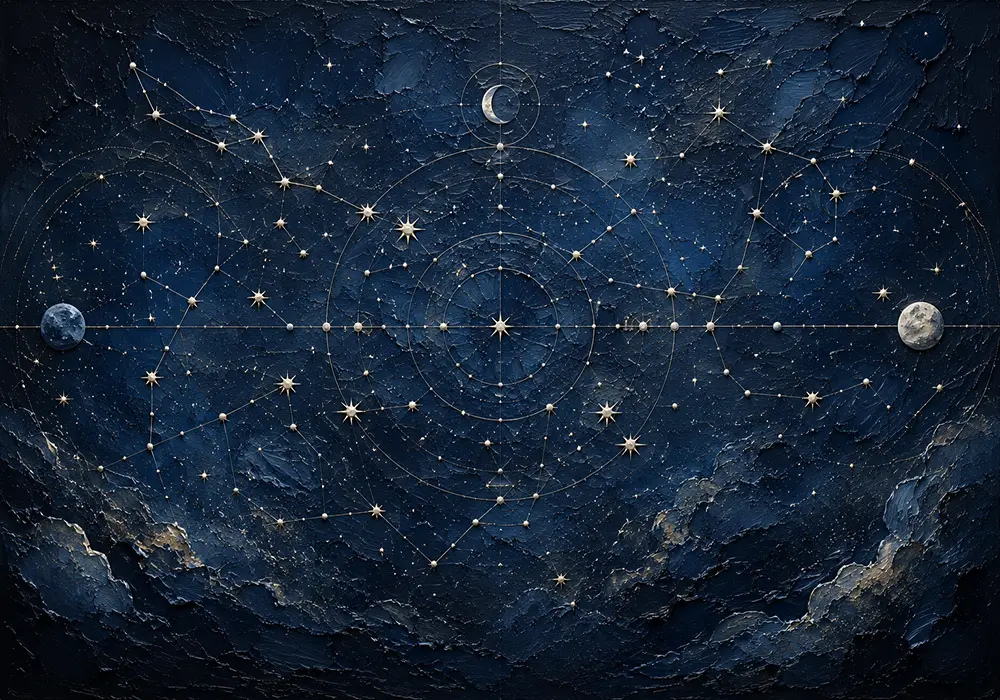 Lunar Horizon Map Constellation Wall Art Canvas Print