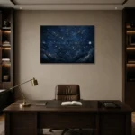 Lunar Horizon Map Constellation Wall Art Canvas Print displayed in a contemporary gallery-inspired room