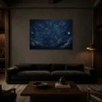 Lunar Horizon Map Constellation Wall Art Canvas Print shown in a warm modern interior