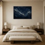 Milky Way Star Path Constellation Wall Art Canvas Print showcased in an elegant minimalist interior