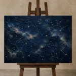 Celestial Constellation Field Constellation Wall Art Canvas Print displayed on a studio easel
