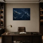 Celestial Constellation Field Constellation Wall Art Canvas Print displayed in a contemporary gallery-inspired room