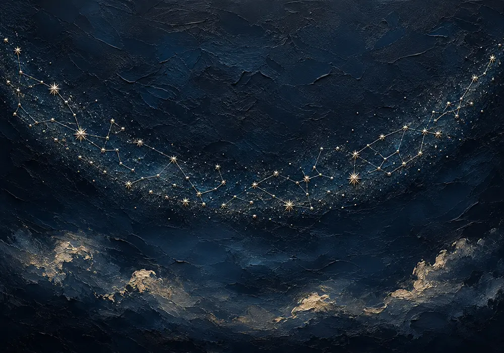 Starlit Celestial Arc Constellation Wall Art Canvas Print