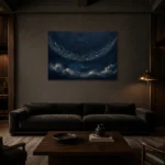Starlit Celestial Arc Constellation Wall Art Canvas Print shown in a warm modern interior