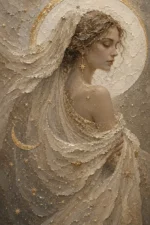 Moon Veil Celestial Feminine Wall Art Canvas Print