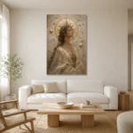 Solar Crown Celestial Feminine Wall Art Canvas Print styled in a refined neutral interior