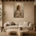 Solar Crown Celestial Feminine Wall Art Canvas Print presented in a sophisticated home setting