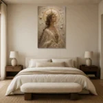 Solar Crown Celestial Feminine Wall Art Canvas Print showcased in an elegant minimalist interior