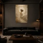 Moon Phase Muse Celestial Feminine Wall Art Canvas Print shown in a warm modern interior