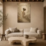 Moon Phase Muse Celestial Feminine Wall Art Canvas Print presented in a sophisticated home setting