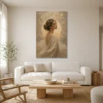 Zodiac Halo Muse Celestial Feminine Wall Art Canvas Print styled in a refined neutral interior