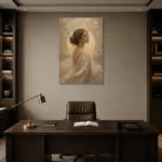 Zodiac Halo Muse Celestial Feminine Wall Art Canvas Print displayed in a contemporary gallery-inspired room