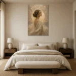Zodiac Halo Muse Celestial Feminine Wall Art Canvas Print showcased in an elegant minimalist interior