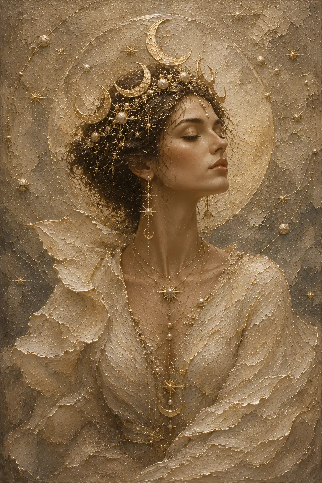 Crescent Crown Celestial Feminine Wall Art Canvas Print