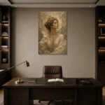 Crescent Crown Celestial Feminine Wall Art Canvas Print displayed in a contemporary gallery-inspired room